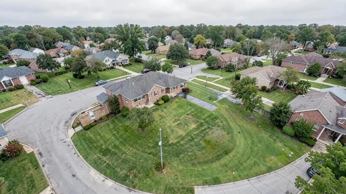 Aerial view of an established residential area near Tupelo, Mississippi
