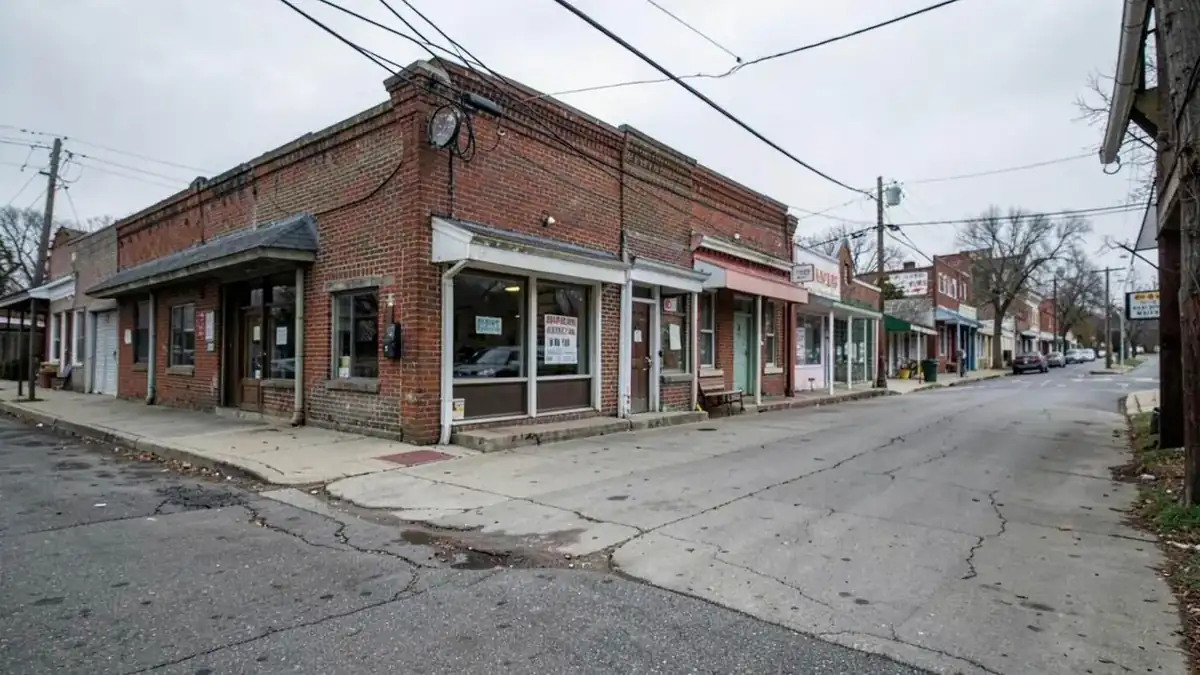 Main street of a small North Mississippi town